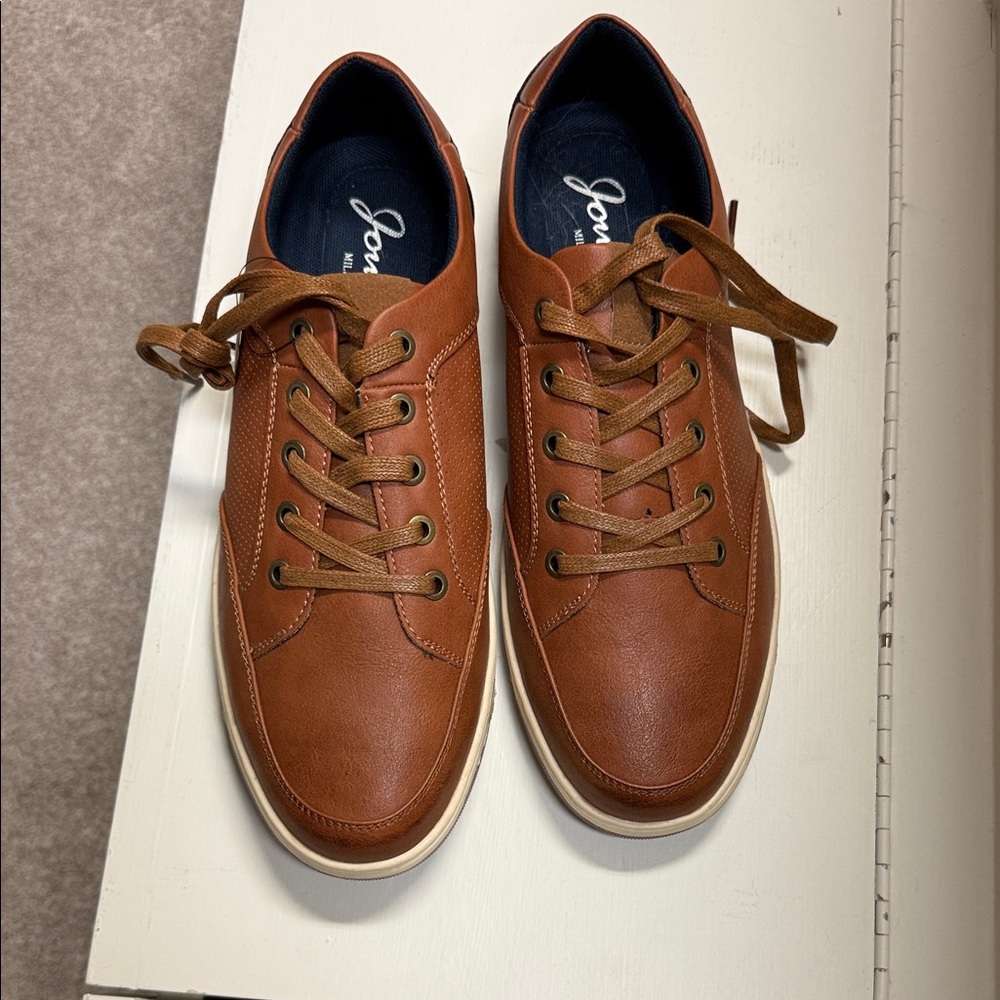 Johnsen Men's Brown Leather Lace-Up Sneakers